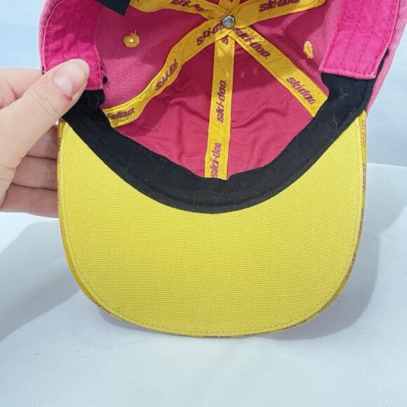 Vintage Ski-Doo Hat SnapBack Adjustable Unisex Adult Pink Racing Snowmobile - Picture 8 of 8